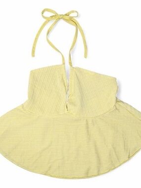 Y2K Butter Yellow Halter Tie Back Top XS Coquette Boho Summer Tank Beach Coastal